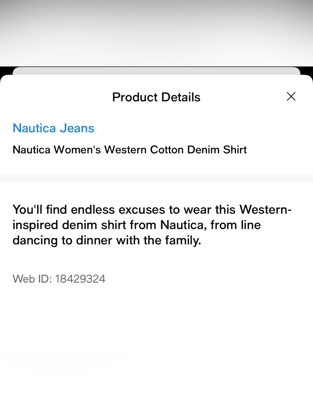 Nautica Women's Denim Western Cotton Shirt - Light Blue - Picture 4 of 4